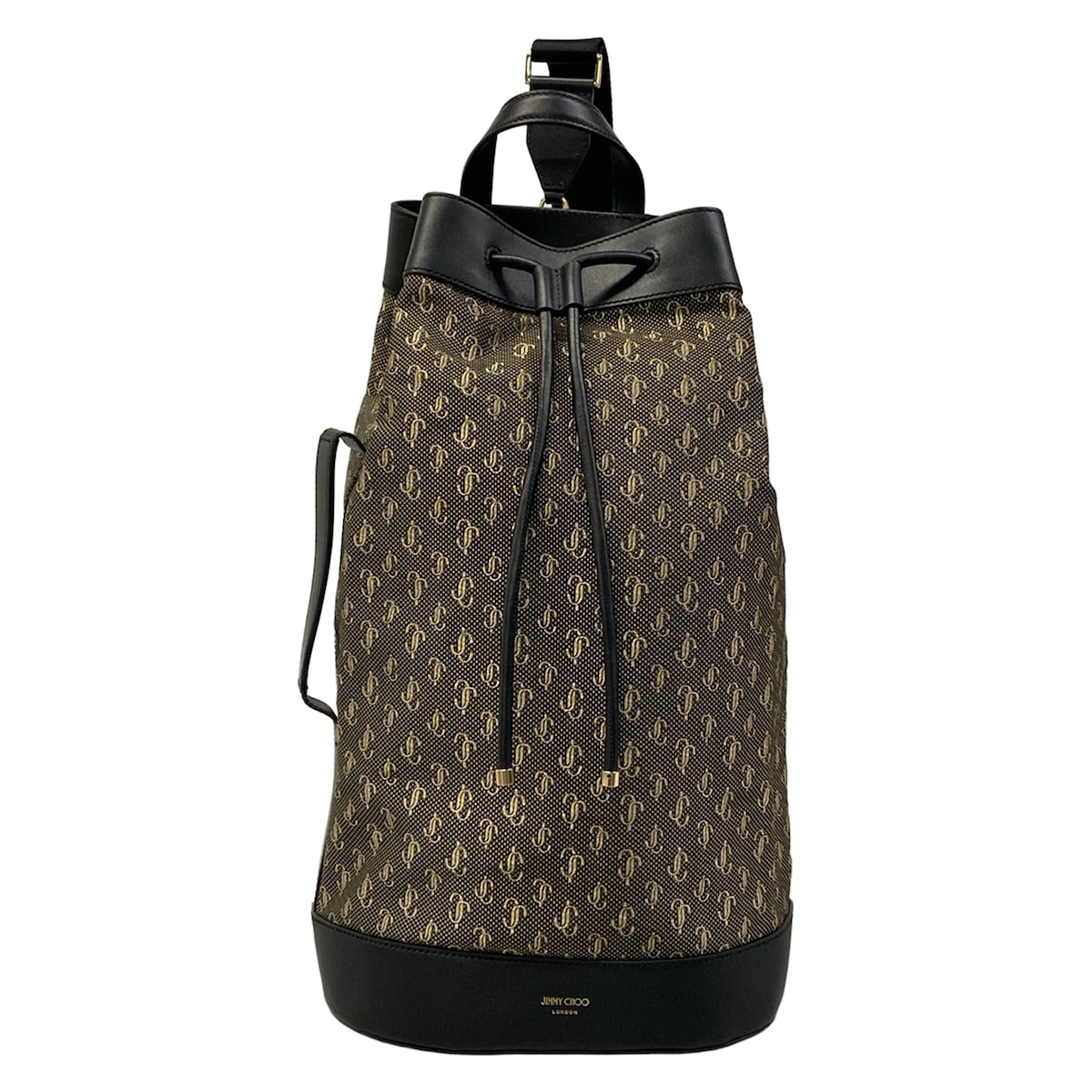Jimmy Choo Evan. Backpack Black Beige Jacquard Leather